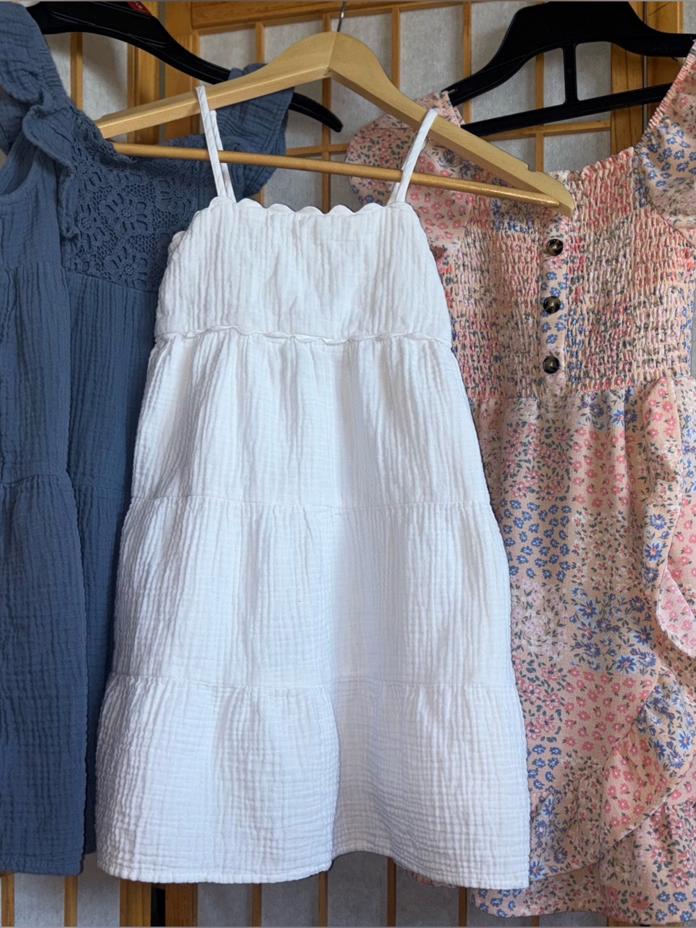 wonder nation BUNDLE/LOT Of (3) BLU /WHT /Floral Smocked Dresses | Sz. SM 6/6X